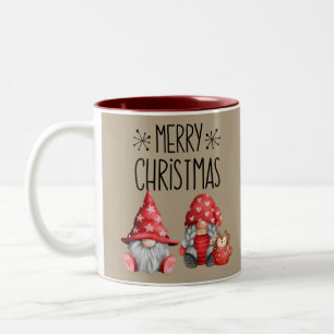 Cute Christmas Holiday Gnomes Two-Tone Coffee Mug