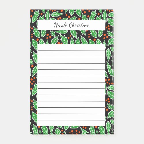 Cute Christmas Holiday Holly CUSTOM Notepad