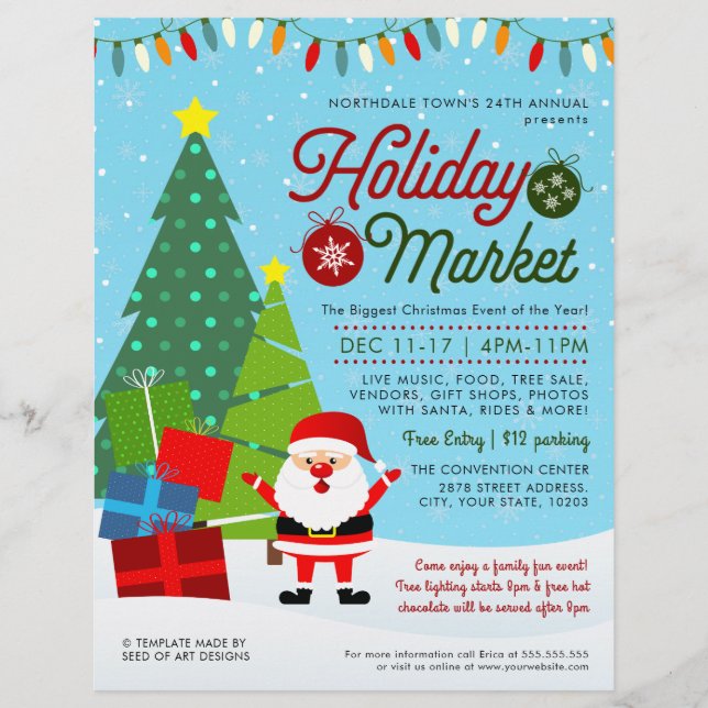 Cute Christmas Holiday Market Event Flyer (Front)