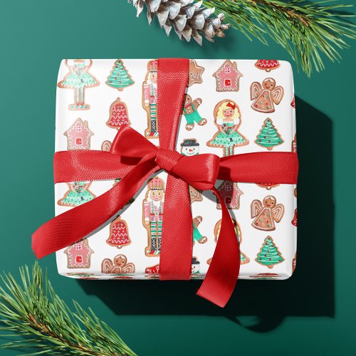 Cute Christmas Holiday Nutcracker Cookies  Wrapping Paper