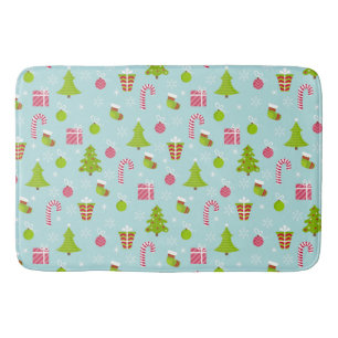 Cute Christmas Holiday Pattern Bathroom Mat