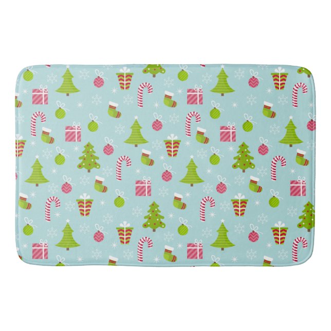 Cute Christmas Holiday Pattern Bathroom Mat (Front)