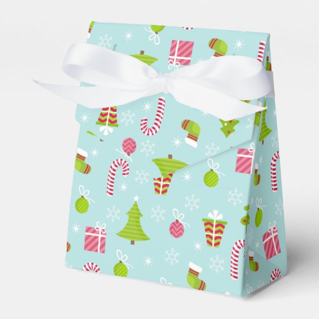 Cute Christmas Holiday Pattern Favor Boxes (Front Side)