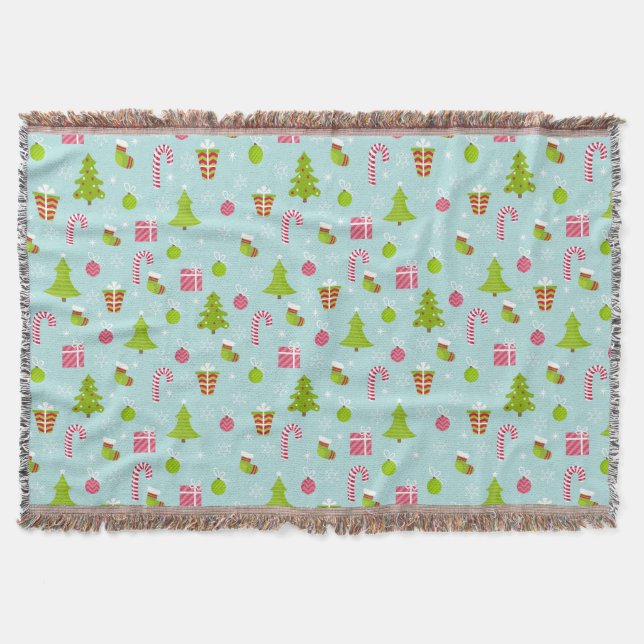 Cute Christmas Holiday Pattern Throw Blanket (Front)