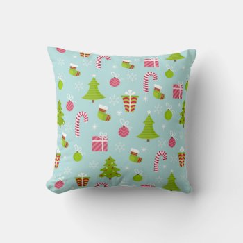 Cute Christmas Holiday Pattern Throw Pillow by VintageDesignsShop at Zazzle