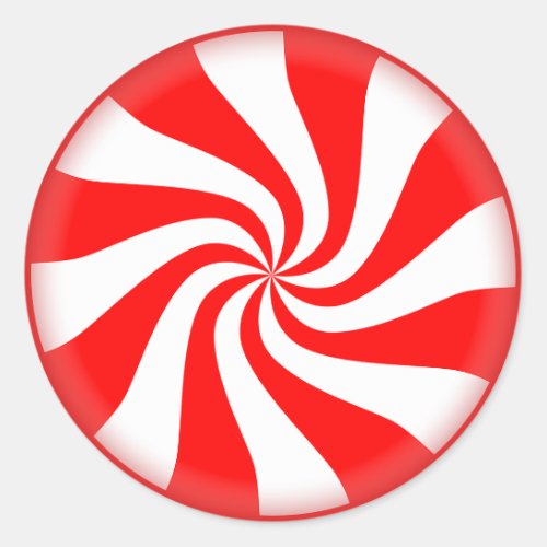Cute Christmas Holiday Peppermint Candy RedWhite Classic Round Sticker