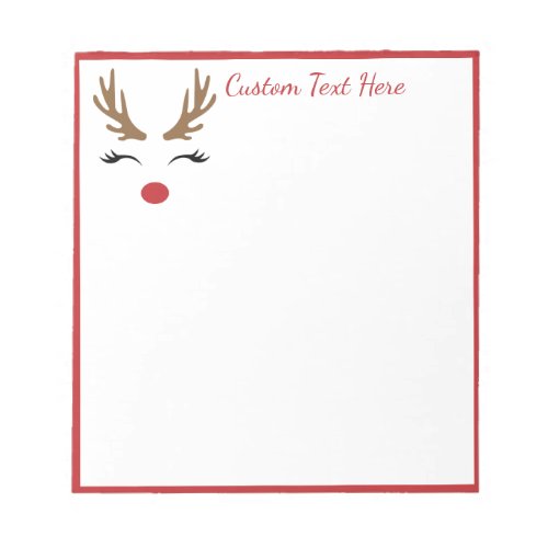 Cute Christmas Holiday Rudolf Reindeer Red Nose Notepad