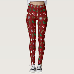 Cute Christmas Holiday Symbols Assortment Leggings