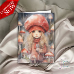 Cute Christmas Holiday Toadstool Pixie  Card
