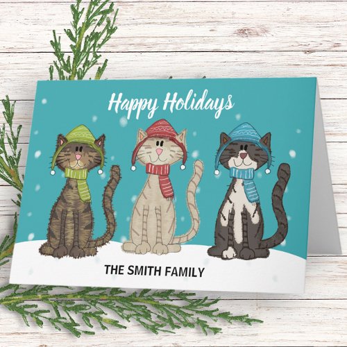 Cute Christmas Holiday Winter Cats  Card