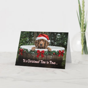 Cute Christmas Holiday with Irish Setter Puppy Card