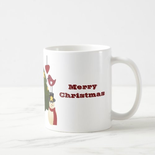 Cute Christmas Holidays Tree Snowman Stars Bird Coffee Mug
