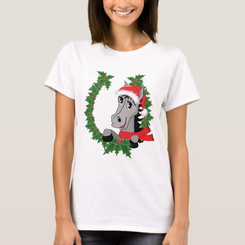 Cute Christmas Horse Sleepshirt Shirt Dress