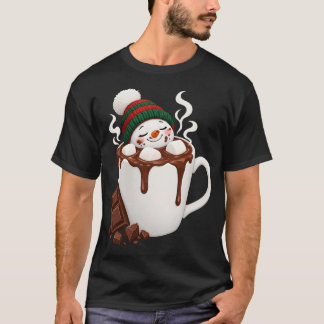 Cute Christmas Hot Chocolate Snowman T-Shirt
