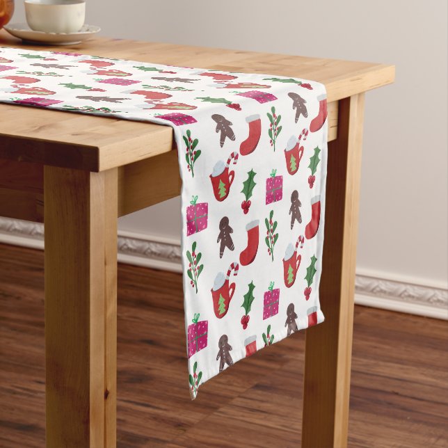 Cute Christmas Hot Chocolate Winter Holiday Long Table Runner (In Situ)