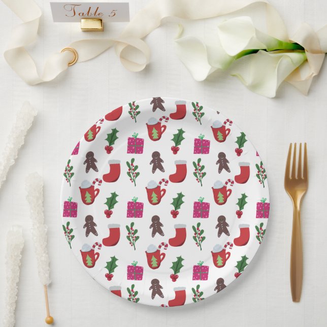Cute Christmas Hot Chocolate Winter Holiday Paper Plates (Wedding)