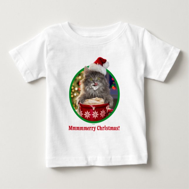 Cute Christmas Hot Cocoa Kitty Baby T-Shirt (Front)