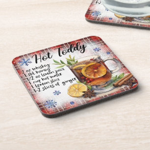 Cute Christmas Hot Toddy Drink Recipe Beverage Coaster