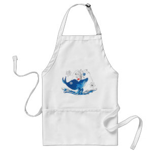 Cute Christmas Humpback Whale Art Designed Holiday Adult Apron
