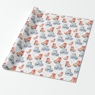 Cute Christmas Ice Skates Wrapping Paper