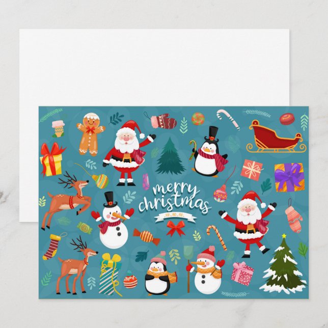 Cute Christmas icons Holiday Card (Front/Back)