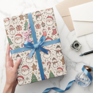 Cute Christmas Icons Wrapping Paper