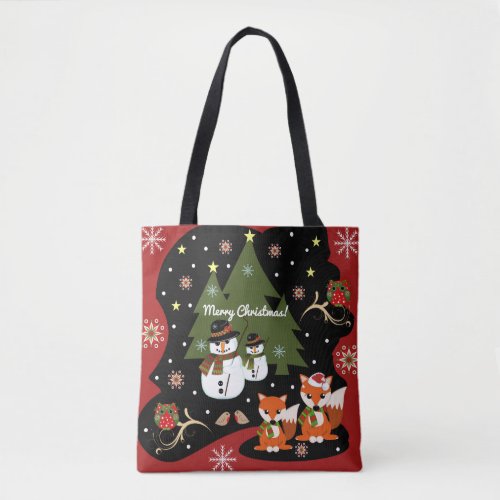 Cute Christmas illustration with custom text Tote Bag