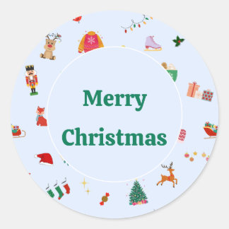 Cute Christmas illustrations small round sticker 