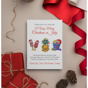 Cute Christmas In July Party Invitation