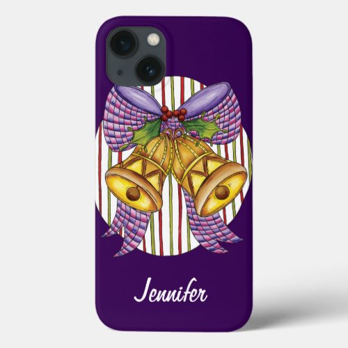 Cute Christmas Jingle Bells with Ribbon and Bow iPhone 13 Case