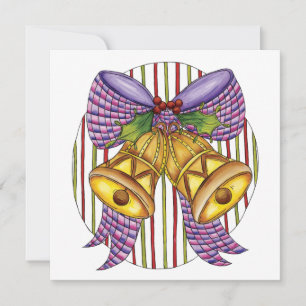 Cute Christmas Jingle Bells with Ribbon and Bow Invitation