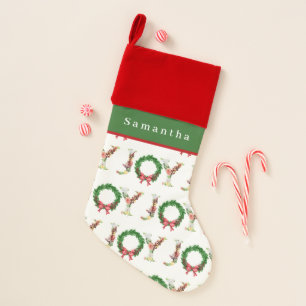 Cute Christmas joy typography pattern red green Stocking