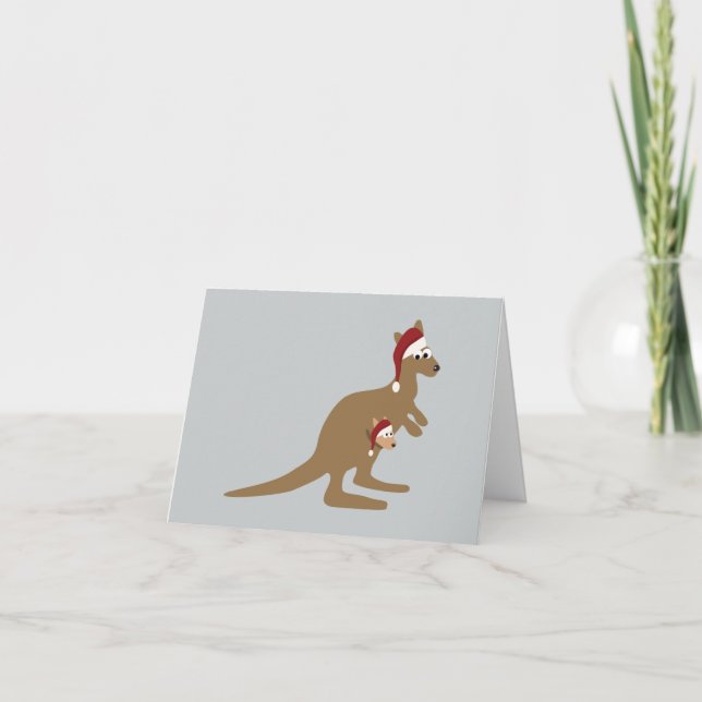 Cute Christmas Kangaroos Holiday Card (Front)