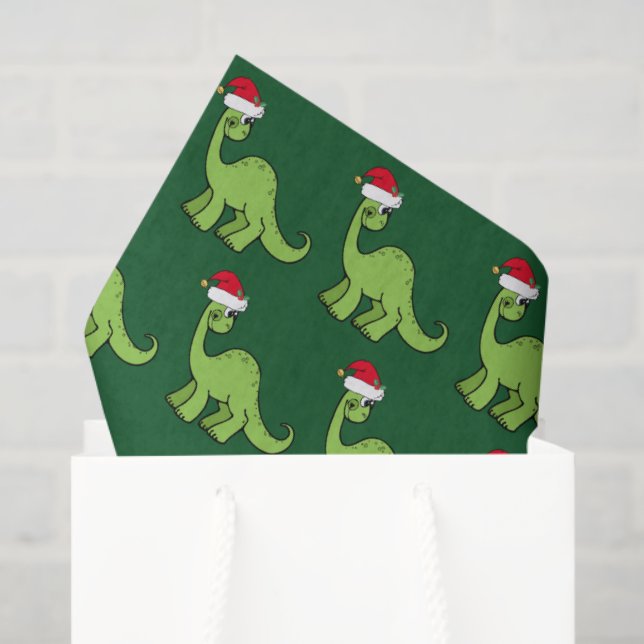Cute Christmas Kids Dinosaur Santa Tissue Paper (Gift Bag)