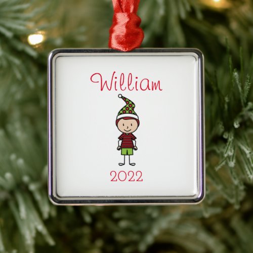 Cute Christmas Kids Personalized Metal Ornament