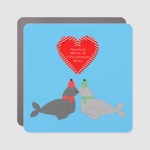 Cute Christmas Kissing Seals Car Magnet
