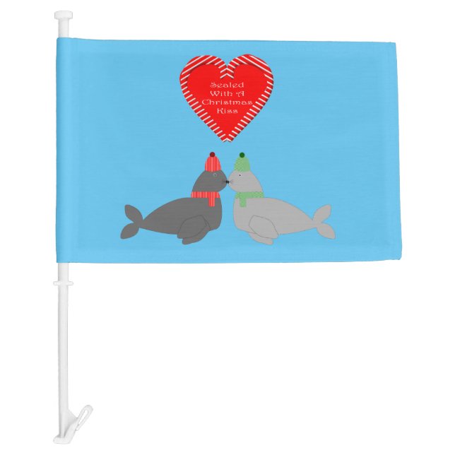 Cute Christmas Kissing Seals Custom Car Flag (Front)