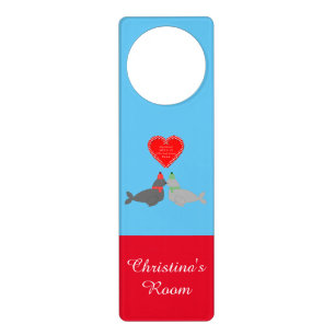 Cute Christmas Kissing Seals Custom Door Hanger