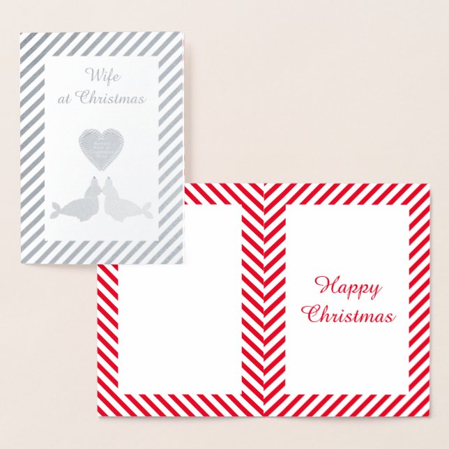 Cute Christmas Kissing Seals Custom Foil Card (Display)