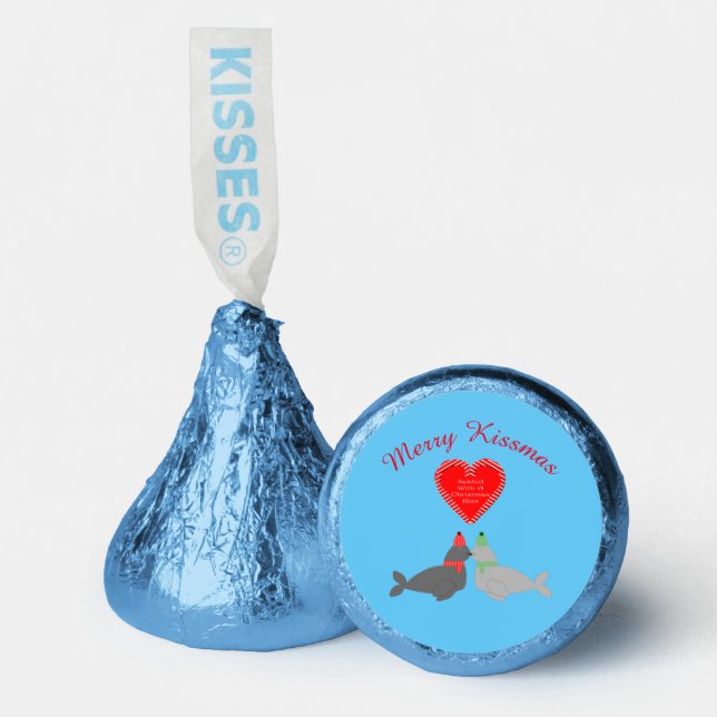 Cute Christmas Kissing Seals Custom Wedding Hershey®'s Kisses® (Front)