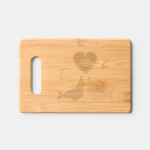 Cute Christmas Kissing Seals Engraved Cutting Board