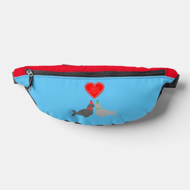 Cute Christmas Kissing Seals Fanny Pack (Lay Down)