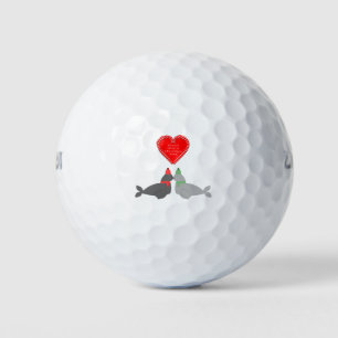 Cute Christmas Kissing Seals Golf Balls