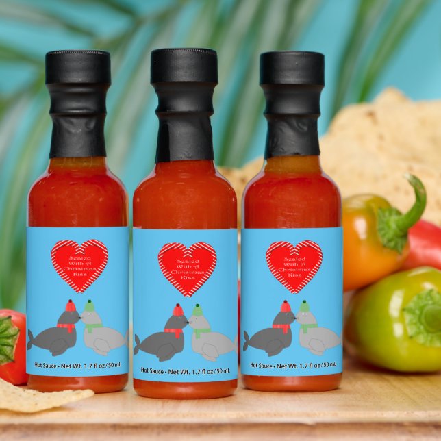Cute Christmas Kissing Seals Hot Sauces (Multi)