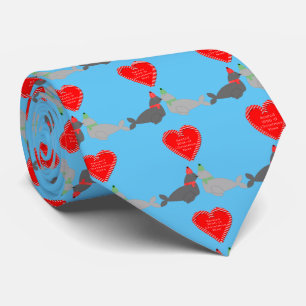 Cute Christmas Kissing Seals Neck Tie