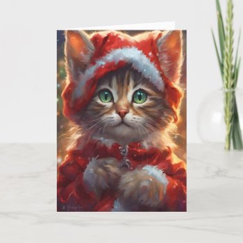 Cute Christmas Kitten Art Card by DoggieAvenue at Zazzle
