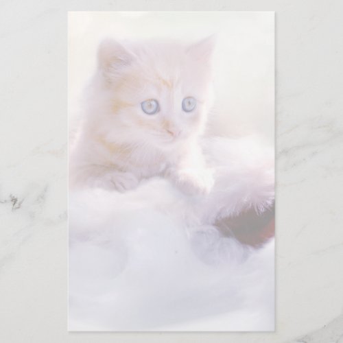 Cute Christmas Kitten Faded Photograph Stationery