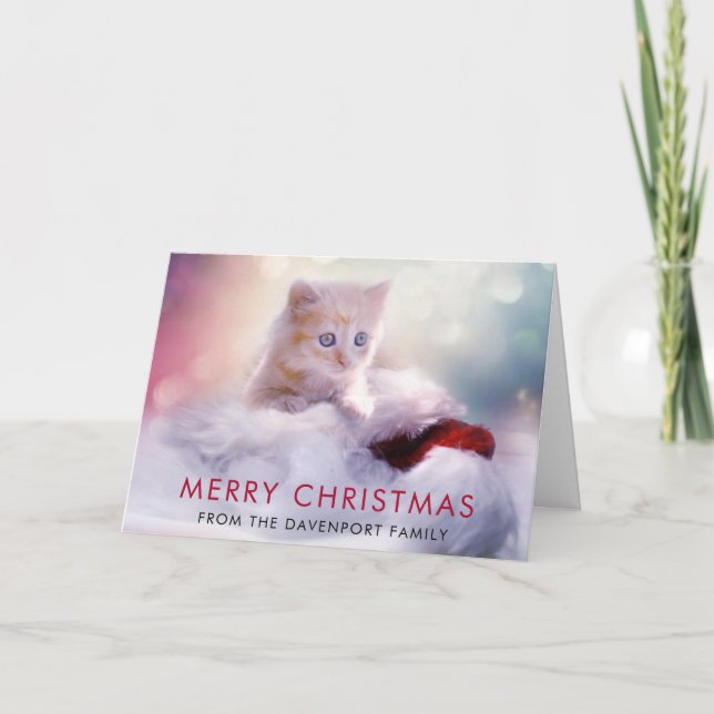 Cute Christmas Kitten Holiday Card (Front)
