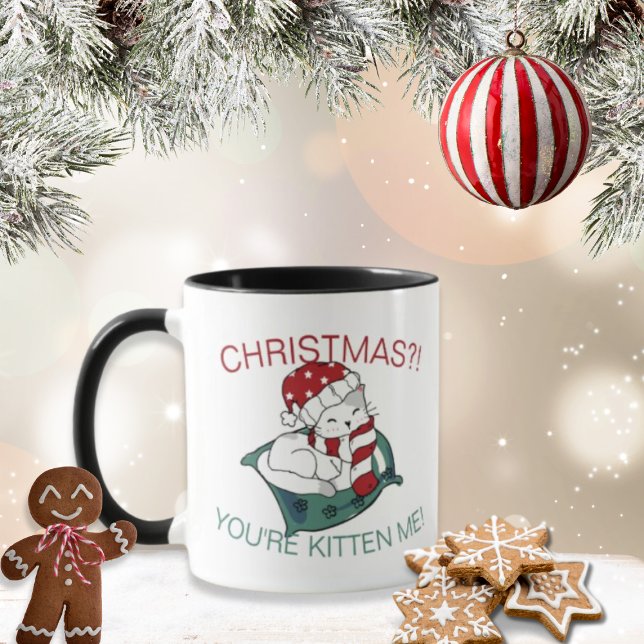 Cute Christmas Kitten Illustration Coffee Mug (Creator Uploaded)