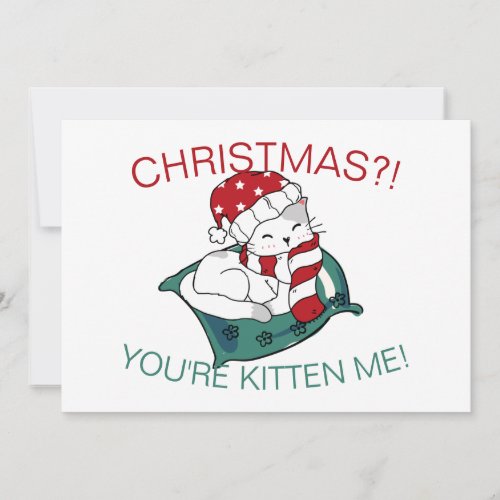 Cute Christmas Kitten Illustration Photo Card